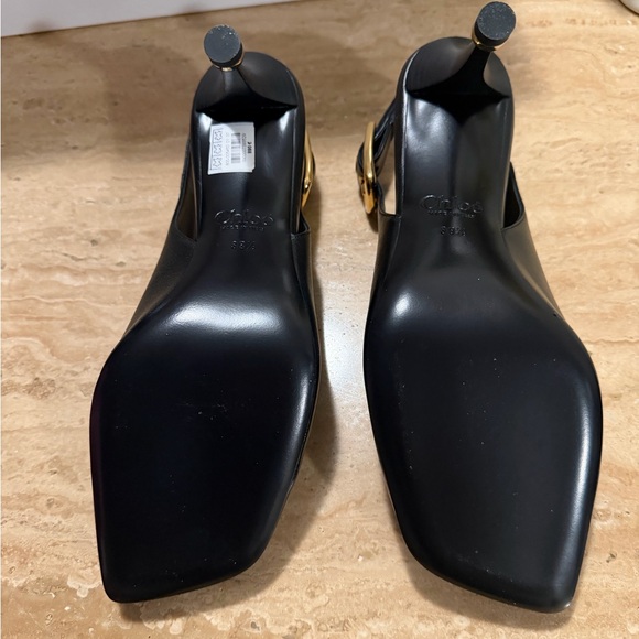 Chloe Elegant Black Heels with Gold Accent - Picture 3 of 5